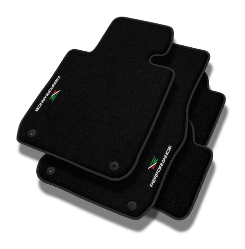 Performance Tappetini Tappetini Auto In Velluto Personalizzati Per Alfa Romeo Mito 2008-2018 - Premium, Traforato, Verde, Bianco E Rosso -Ricamo Cnc P