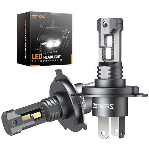 Zethors Lampadine Led H4 Auto, 2Pcs Fari H4 Led Canbus 50W 16000Lm 6000K H4/9003/Hb2 Luce Abbagliante E Anabbagliante, Sostituzione Dei Alogena,Plug A