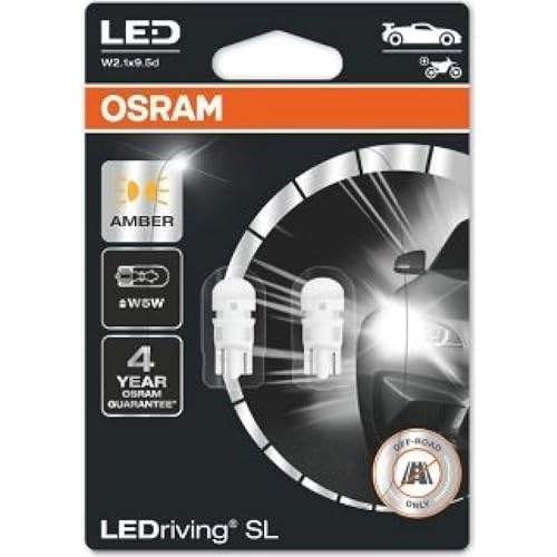 Osram Ledriving Sl, W5W, Amber, Double Blister (2 Lamps), Led Retrofit, Offroad Use Only