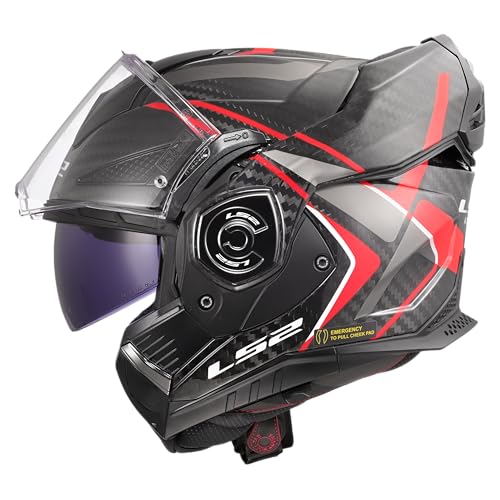 Ls2, Casco Moto Modulare Advant X Carbon Future Ii Gloss Red, M