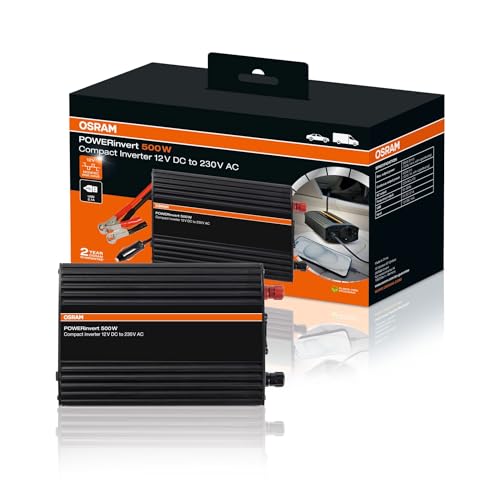 Osram Powerinvert Inverter A Onda Sinusoidale Modificato 12V Dc 500W, Oeinvu500, Powerbank, Per Esigenze Energetiche Autonome