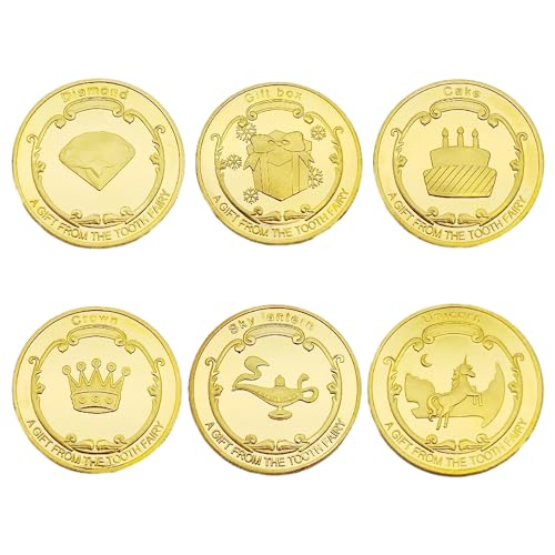 6 Monete D'Oro Con Scatola Acrilica, Per Ragazzi E Ragazze, Regali Per Monete D'Oro Per Bambini, Fata Dei Denti