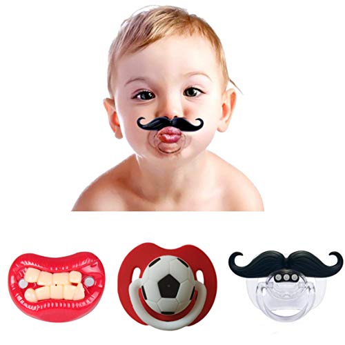 Ciucciotto Per Neonati Divertente,3 Pack Bebe Ciuccio In Silicone Con Baffi Baby Pacifier Moustache