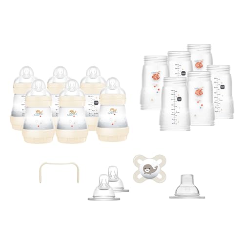 Mam Easy Start - Set Di Biberon Anti-Colic, Xxl, Con Ciuccio, Bottiglie, Tettarelle E Altro, Set Regalo Per Bambini, Dalla Nascita, Beige/Rosa Tenero