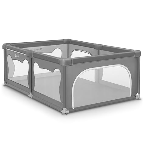 Lionelo Willow - Box Per Bambini, A Partire Da 0 A 48 Mesi, Ampia Superficie 120 Cm X 180 Cm X 68 Cm, Con Pareti Laterali In Rete Traspirante E Resist