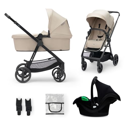 Kk Kinderkraft Newly 3 In 1 Trio Passeggino Neonati, Con Ovetto I-Size 40-75 Cm, Carrozzina, Travel System, Filtro Upf50+, Con Accessori, Pieghevole,