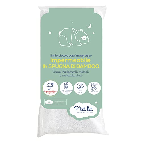 P'Tit Lit, Coprimaterasso Lettino Bambù, Coprimaterasso Impermeabile 60X120 Cm, Viscosa Soffice E Assorbente, Senza Trattamento Chimico, Oeko Tex