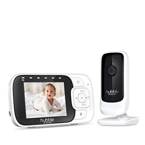 Hubble Connected Nursery View+ Baby Monitor Camera With 2.8" Screen, Infrared Night Vision, Lullabies, Visual Sound Level Indicator, Digital Zoom And