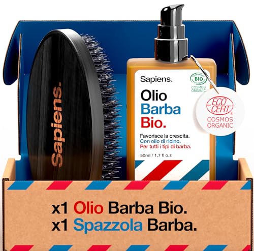 Sapiens Barbershop Spazzola Barba Uomo - Spazzola Setole Cinghiale Barba - Ideale Per Pettinare, Disciplinare Barba E Baffi E Applicare L'Olio Barba -