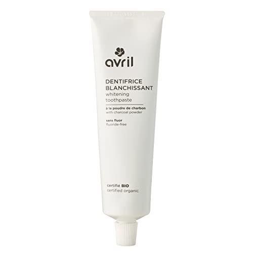 Avril - Dentifricio Sbiancante - Polvere Di Carbone - Aloe Vera Bio - Senza Fluoro - Gusto Menta Fresca - Certificato Bio Ecocert - 99% Di Origine Nat