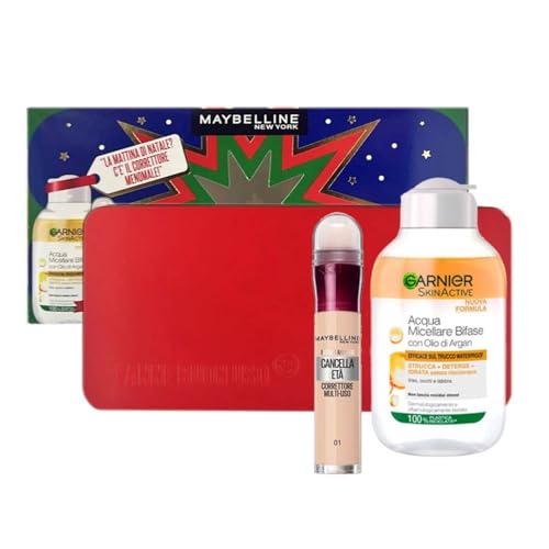 Maybelline Set Regalo Donna Correttore Cancella Eta 01 E Garnier Acqua Micellare Bifasica 100 Ml Con Pochette