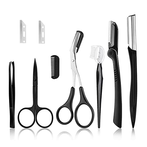 Pinzette Sopracciglia, 9 Pezzi Kit Per La Cura Delle Sopracciglia Pinzette Sopracciglia Professionali, Con Forbicine Per Sopracciglia, Coltello Per So