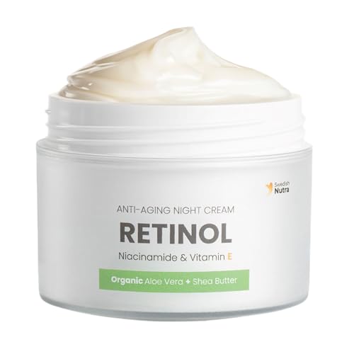 Crema Notte Antietà Al Retinolo Swedish Nutra I Trattamento Per La Pelle Idratata E Luminosa I Niacinamide, Vitamina E, Aloe Vera Biologica, Burro Di