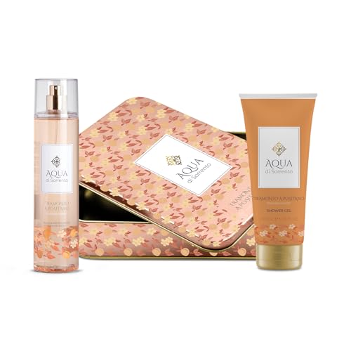 Aqua Di Sorrento | Tramonto A Positano, Confezione Regalo, Acqua Profumata 245Ml E Shower Gel 200Ml, Fragranza Fruttata, Fiorita E Ambrata