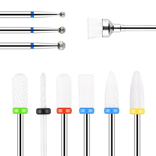 Uraqt Punte Fresa Unghie, 10 Pcs Punte Per Unghie Punta Da Trapano Per Unghie Set Di Manicure Elettrico, Punta Fresa Ceramica Punte Fresa Unghie Profe