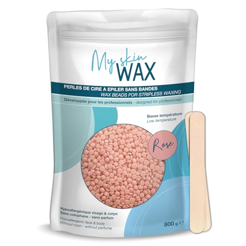 My Skin Wax - Cera Depilatoria Senza Strisce, 800G, Ipoallergenico, Cera Ceretta Brasiliana Dolce Senza Arrossamenti, Uomo/Donna, Speciale Pelle Sensi