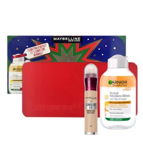 Maybelline Set Regalo Donna Correttore Cancella Eta 02 E Garnier Acqua Micellare Bifasica 100 Ml Con Pochette