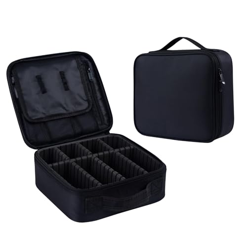 Igadgitz Home U7282 Porta Trucchi, Beauty Case Da Viaggio, Make Up Bag, Con Divisori Regolabili Emaniglia - Nero