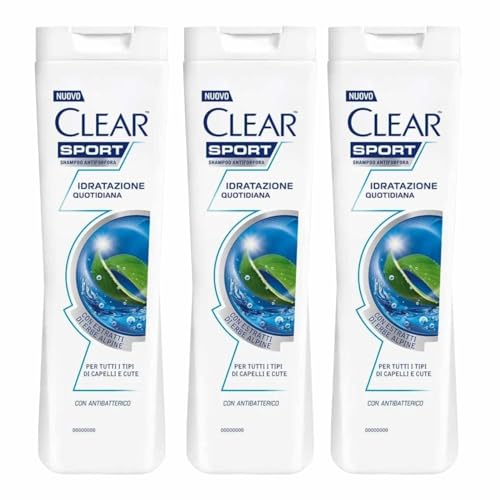 3 X Clear Sport Idratazione Idratazione Quotidiana Estratto Di Erbe Alpine Shampoo 225 Ml