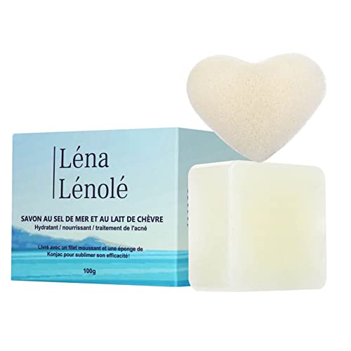 Sapone Lenna Lenolato Al Latte Di Capra E Al Sale Mare Con Rete Schiuma E Sponge Di Konjac