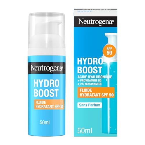 Neutrogena Hydro Boost Fluido Idratante Spf 50, Crema Solare Viso 50 Con Acido Ialuronico, Niacinamide E Vitamina C, Crema Viso Spf 50 In Fluido, Prot