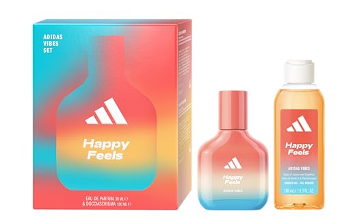 Adidas, Confezione Regalo Donna Vibes Happy Feels Eau De Parfum 30 Ml + Gel Doccia 100 Ml