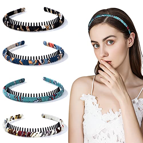 Cerchietti Per Capelli Con Dentini Fasce Antiscivolo Elastico Capelli In Raso Cerchietto Per Donna E Ragazze, 4 Pezzi