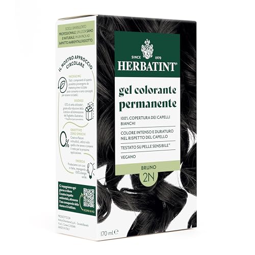 Herbatint Gel Colorante Permanente Per Capelli 2N Bruno - 170 Ml | Senza Ammoniaca, 100% Copertura Capelli Bianchi | Per Pelli Sensibili, Con 8 Estrat