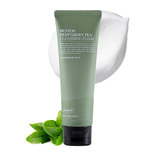 Benton Deep Green Tea Natural Face Wash (4.23 Oz.) - Detergente Viso Idratante E Delicato Per Vari Tipi Di Pelle, Detergente Viso Schiumoso Coreano