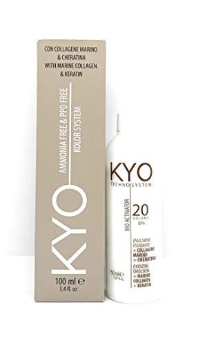 Colore Per Capelli 100Ml + Ossigeno 150 Ml By Kyo, Ammonia Free E Ppd Free Con Collagene Marino E Cheratina (4.0 Castano)