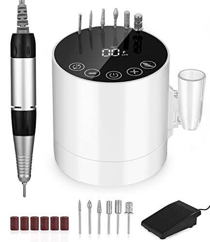 Fresa Per Unghie Professionale, Lima Per Unghie Elettrica 35000Rpm, Set Manicure Elettrico Con Pedale E 6 Fresa, Macchina Per Unghie Acriliche Gel, Na