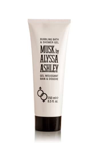 Alyssa Ashley - Bagnoschiuma Al Muschio Con Erogatore Dosatore, Docciaschiuma Musk, Gel Doccia Delicato Per Detergere La Pelle Senza Inaridirla - 250