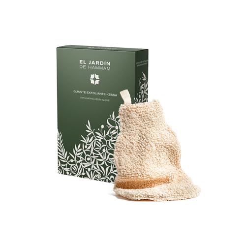 El Jardín De Hammam - Guanto Kessa Premium - Fibra Di Ramio 100% Vegetale - Perfetto Per Esfoliare La Pelle, Un Must Con Sapone Nero