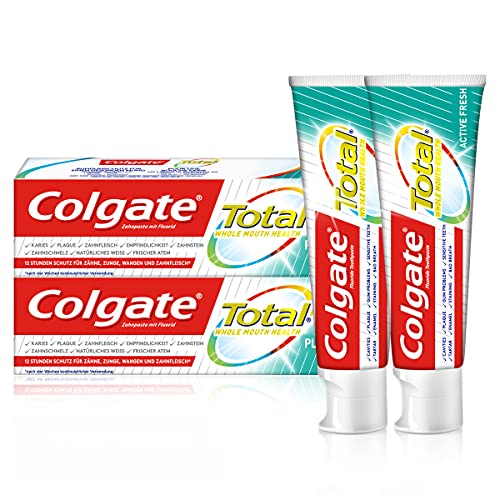 Colgate Dentifricio Total Plus - Freschezza Sana 2 X 75 Ml - Pulizia Dei Denti Per Una Bocca Sana E 12 Ore Di Protezione Proattiva* - Pulisce Denti, G