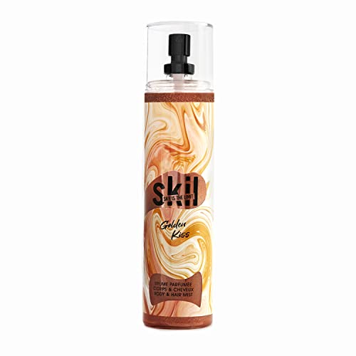 Skil - Nebbia Profumata Glitterata Da Donna Golden Kiss – Collezione Toxic Love – Profumo Fiore Di Tiaré Coco – Flacone Spray Da 250 Ml – Made In Fran