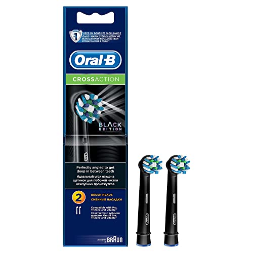 Oral-B - Eb50Brb-2 Crossaction - Testina Di Ricambio Per Spazzolino Elettrico Ricaricabile, Confezione Da 2, Colore: Nero