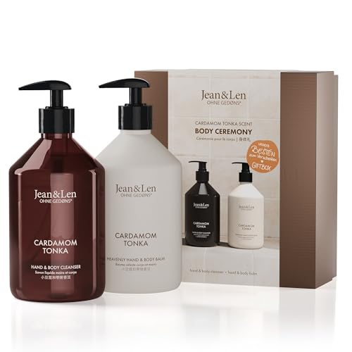 Jean & Len Body Ceremony Cardamom & Tonka, Con Mano & Body Cleanser E Balsamo Per Mano E Corpo, Confezione Regalo Di Alta Qualità, Profumo Delicato E