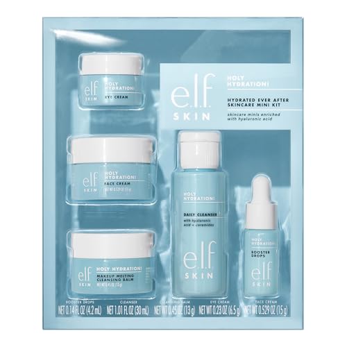 E.L.F. Skin Hydrated Ever After Skincare Mini Kit, Detergente, Struccante, Idratante E Crema Occhi Per Idratare La Pelle, Formato Aereo