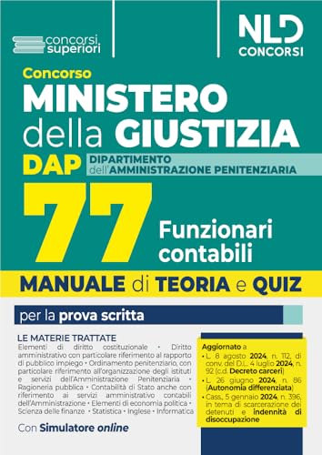 Manuale Concorso Ministero Della Giustizia 77 Funzionari Contabili Dap. Con Espansione Online