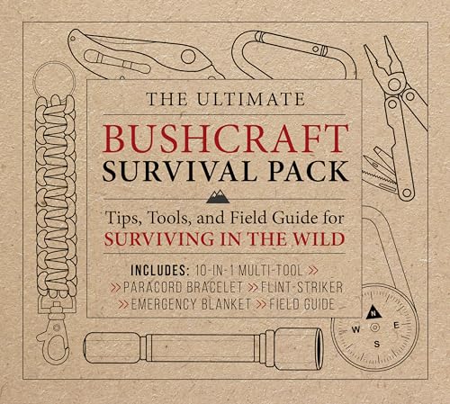 The Ultimate Bushcraft Survival Pack: Tips, Tools, And Field Guide For Surviving In The Wild – Includes: 10-In-1 Multi-Tool, Paracord Bracelet, Flint-
