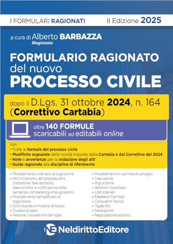 Formulario Ragionato Del Nuovo Processo Civile Aggiornato Al Decreto Correttivo Cartabia 2024. Con Espansione Online
