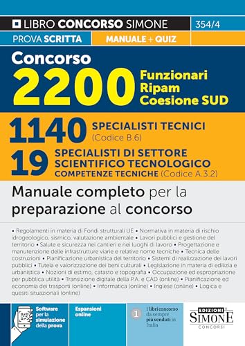 Concorso 2200 Funzionari Ripam Coesione Sud – 1140 Specialisti Tecnici (Cod. B.6) – 19 Specialisti Competenze Tecniche (A.3.2) - Manuale Completo Per