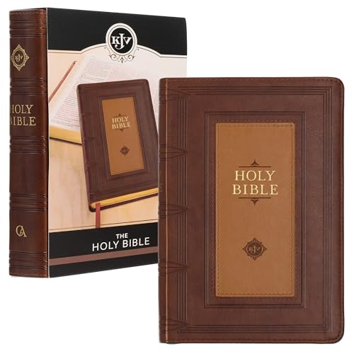 Kjv Holy Bible, Giant Print Standard Size Faux Leather Red Letter Edition - Thumb Index & Ribbon Marker, King James Version, Saddle Tan/Butterscotch