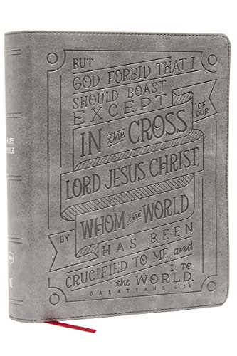 Holy Bible: New King James Version, Gray, Leathersoft, Comfort Print, Journal Reference Edition Bible, Verse Art Cover Collection