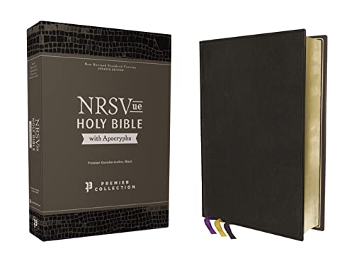 Holy Bible: New Revised Standard Version, Black, Premium Goatskin Leather, Premier Collection, Art Gilded Edges, Comfort Print With Apocrypha
