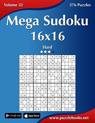 Mega Sudoku 16X16 - Hard - Volume 32 - 276 Puzzles