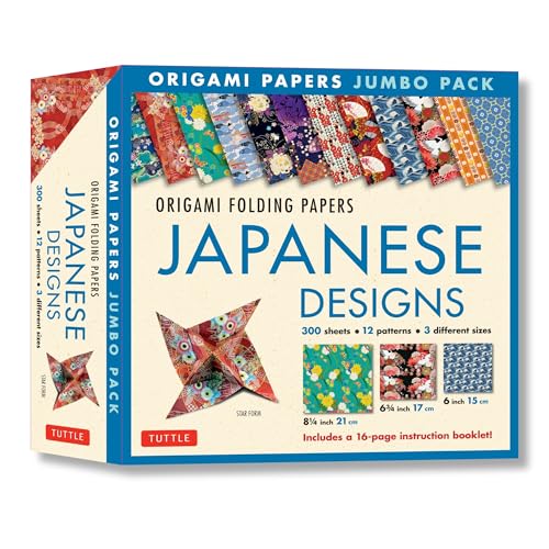 Origami Folding Papers Jumbo Pack Japanese Designs: 300 Origami Folding Papers In 3 Sizes: 300 Origami Papers In 3 Sizes (6 Inch; 6 3/4 Inch And 8 1/4