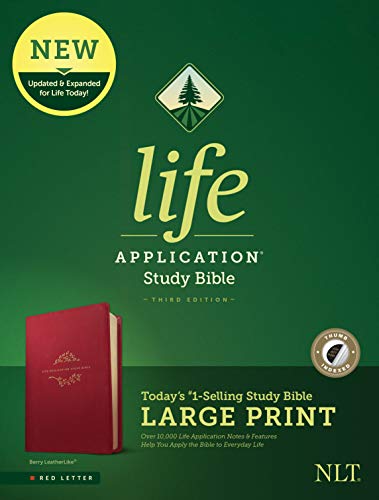 Holy Bible: New Living Translation, Life Application Study Bible, Berry, Red Letter, Leatherlike