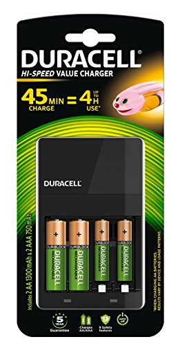 Duracell Cef14 - Caricatore Interno Nero (Nimh), Aa/Aaa, Per Interni, Aa, Aaa, Nichel E Metallo Ibrido, Colore: Nero