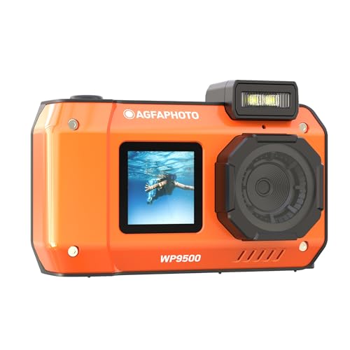 Agfaphoto Realishot Wp9500 - Fotocamera Digitale Impermeabile, Resistente All’Acqua 7M, 24 Mp, Zoom 18X, Video 4K, Doppio Schermo 2,9”/1,4” - Arancion